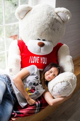 Ведмедик з латками плюшевий в футболці Yarokuz Me To You 2 метра Молочний (YK0121) фото