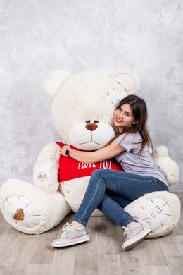 Ведмедик з латками плюшевий в футболці Yarokuz Me To You 2 метра Молочний (YK0121) фото