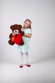 Плюшевий Ведмідь 65 см із сердечком 30 см Yarokuz Джеймс Шоколадний (YK0012) фото